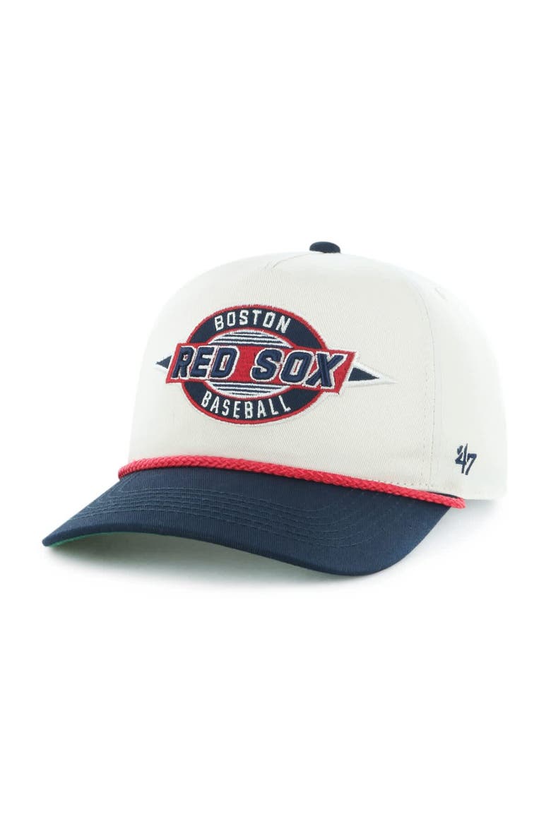 Men's '47 Natural/Navy Boston Red Sox Frame Out Hitch Adjustable Hat, Alternate, color, Natural