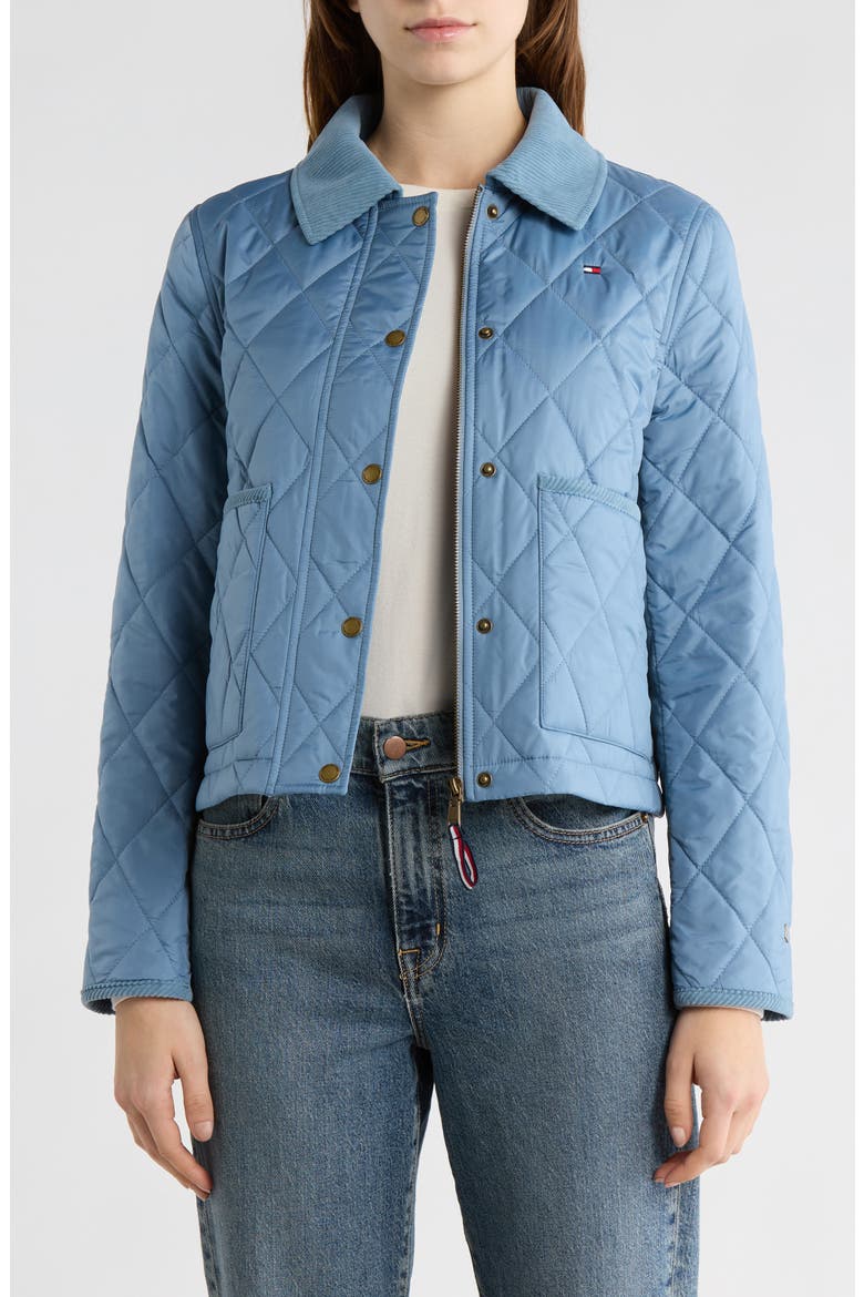 Snap Front Diamond Quilted Jacket, Alternate, color, BRISK BLUE