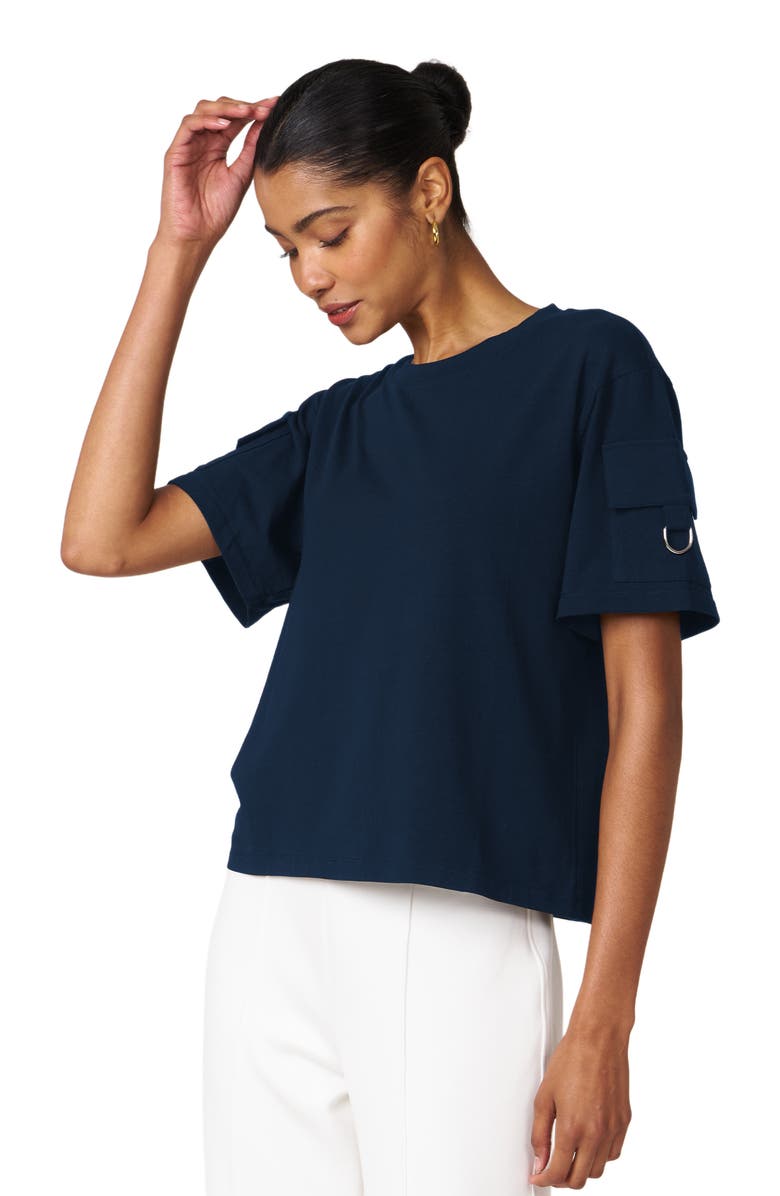 Rebody Active Cargo Short Sleeve Top, Alternate, color, Navy