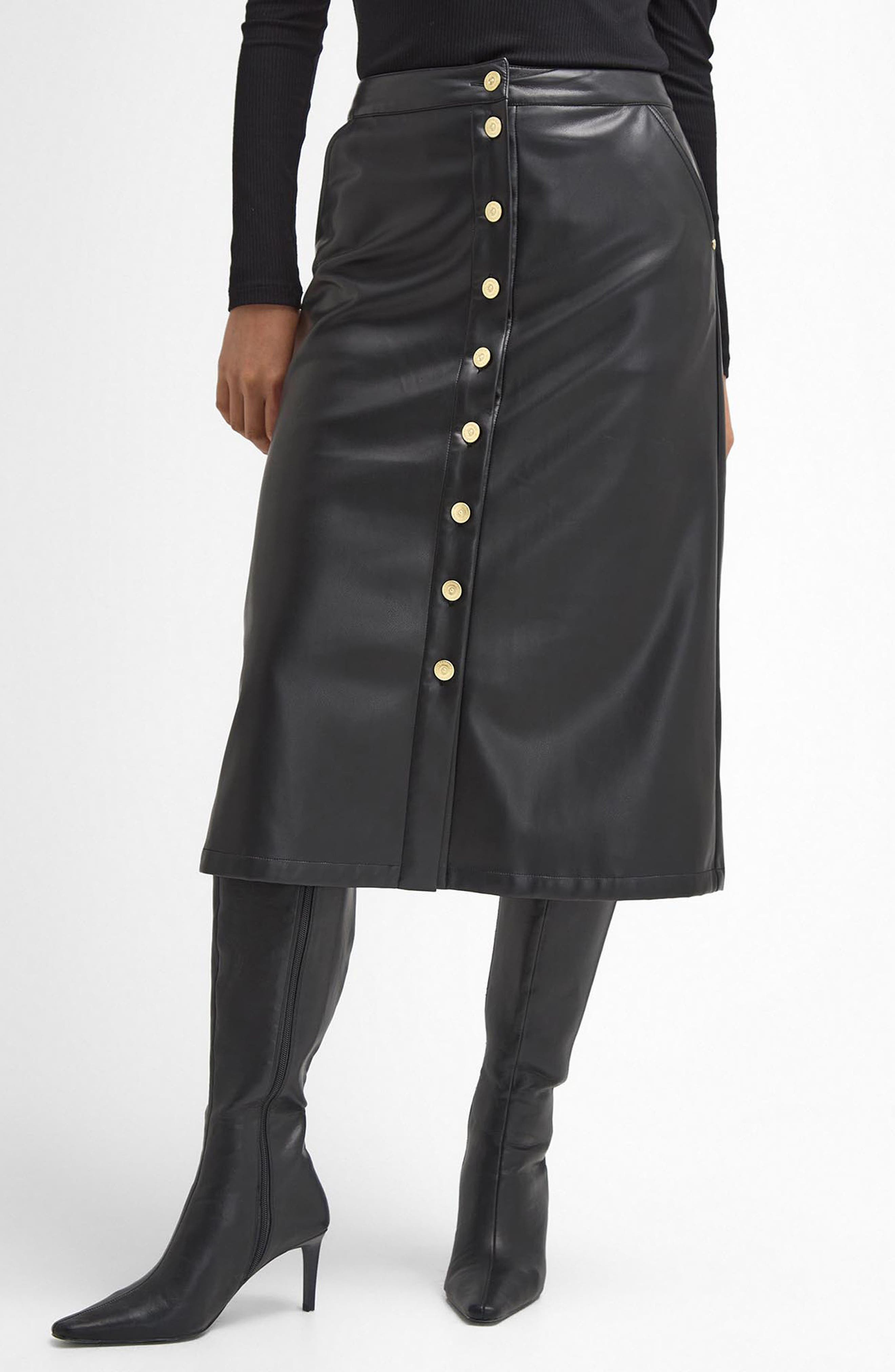 Aria Faux Leather Midi Skirt