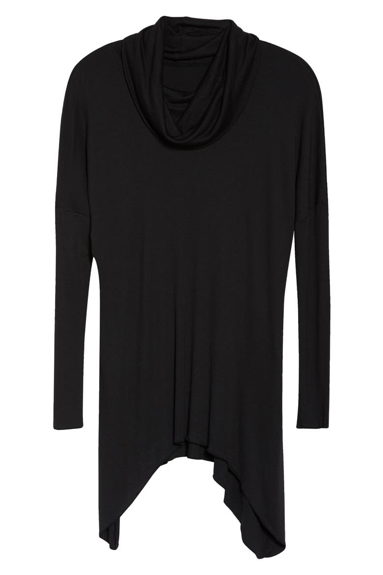 Slouchy Cowl Neck Top, Alternate, color, BLACK