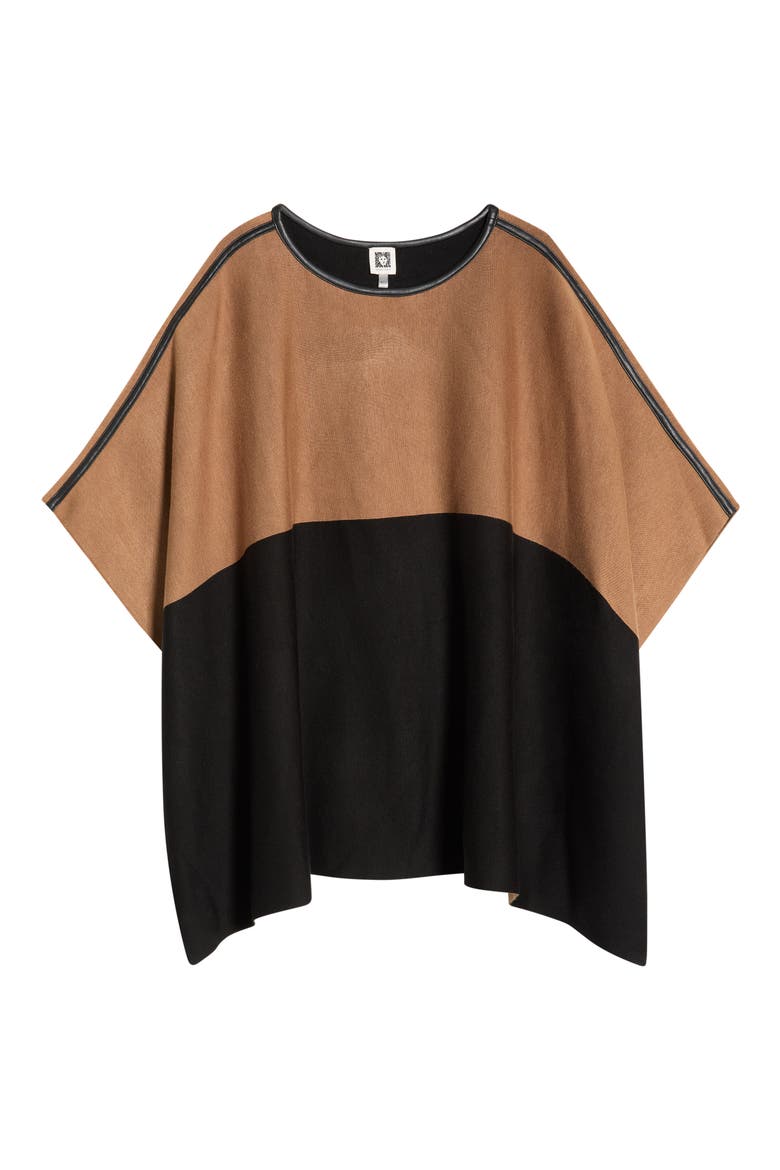 Colorblock Sweater Cape, Alternate, color, ANNE BLACK/VICUNA
