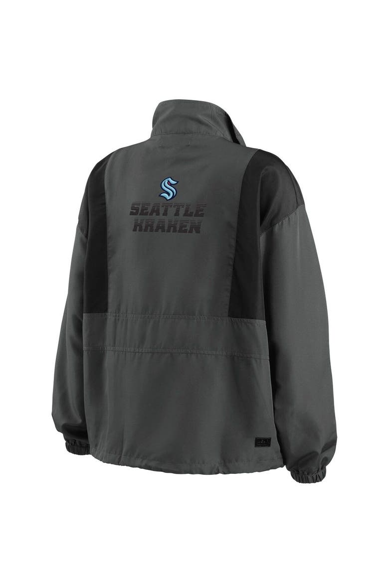 Women's WEAR by Erin Andrews Charcoal Seattle Kraken Popover Packable Half-Zip Jacket, Alternate, color, Charcoal