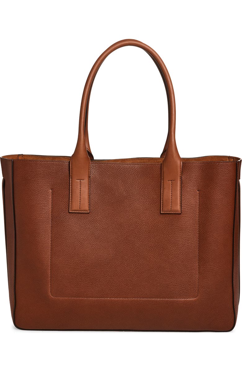 TOM FORD Grained Leather East/West Tote, Alternate, color, Brunette