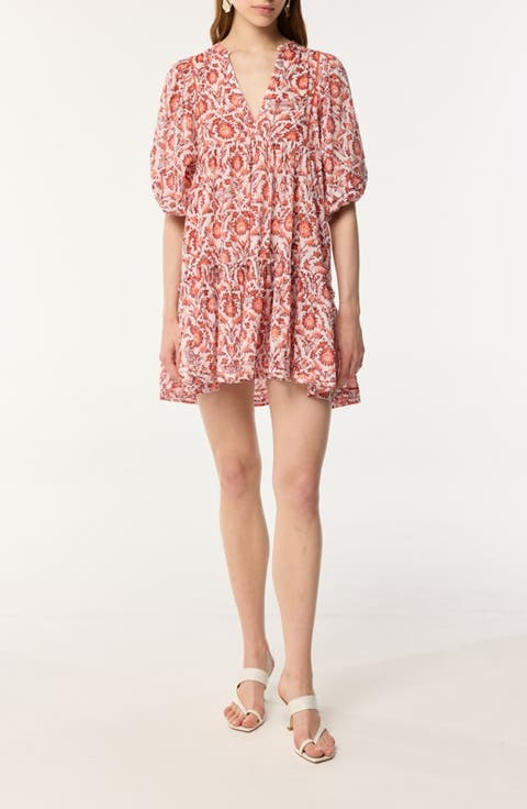Aria Print Cotton Cover-Up Minidress