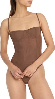 Good American Corset Demi Mesh Bodysuit
