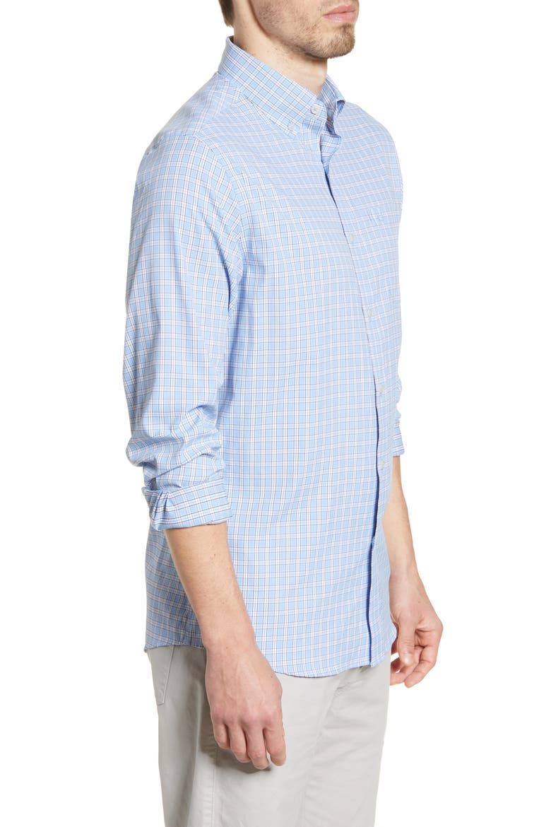 Intercoastal Brrr Yawl Check Button-Down Performance Shirt, Alternate, color, HURRICANE BLUE