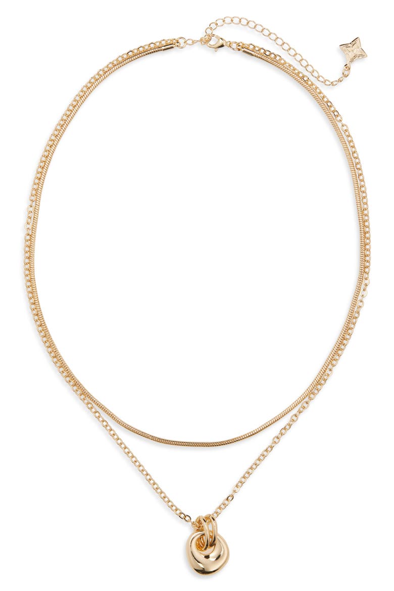 Layered Doorknocker Pendant Necklace, Main, color, GOLD