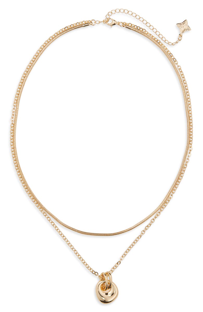 Panacea Layered Doorknocker Pendant Necklace, Main, color, Gold