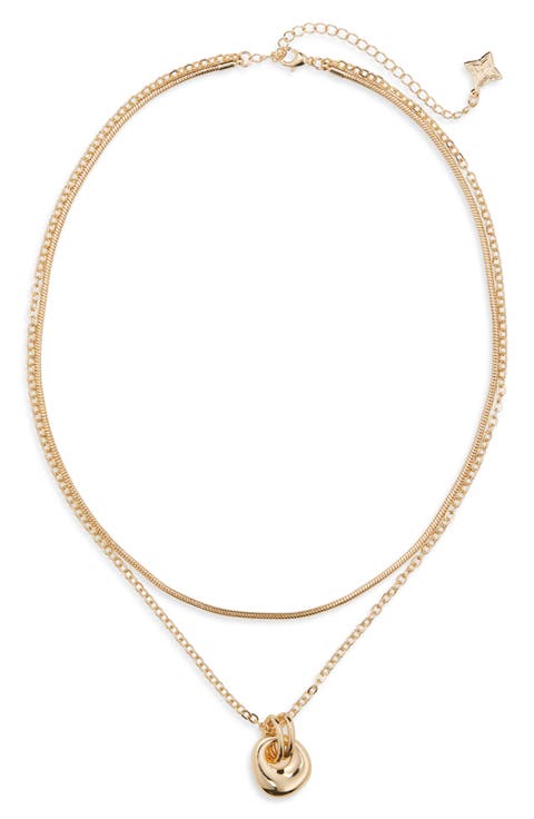 Layered Doorknocker Pendant Necklace