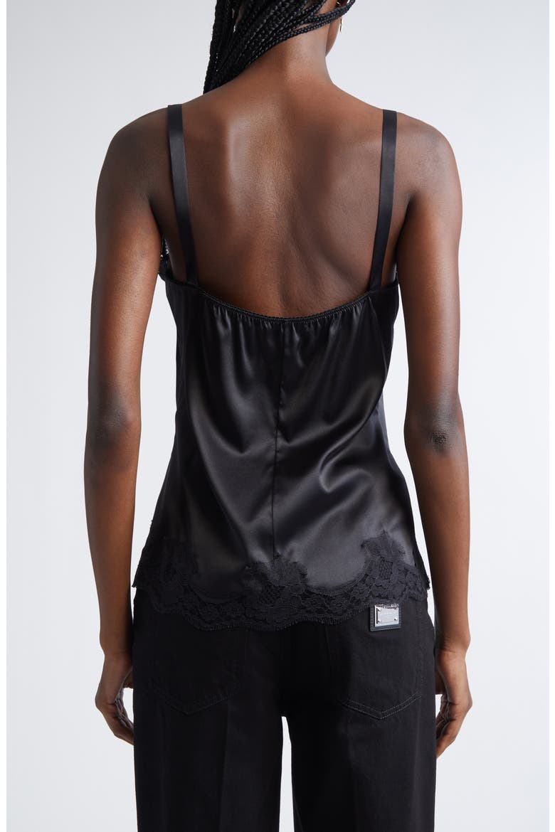 Satin & Lace Camisole, Alternate, color, NERO