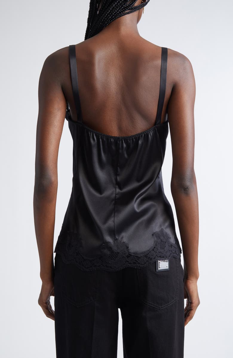 Dolce&Gabbana Satin & Lace Camisole, Alternate, color, Nero