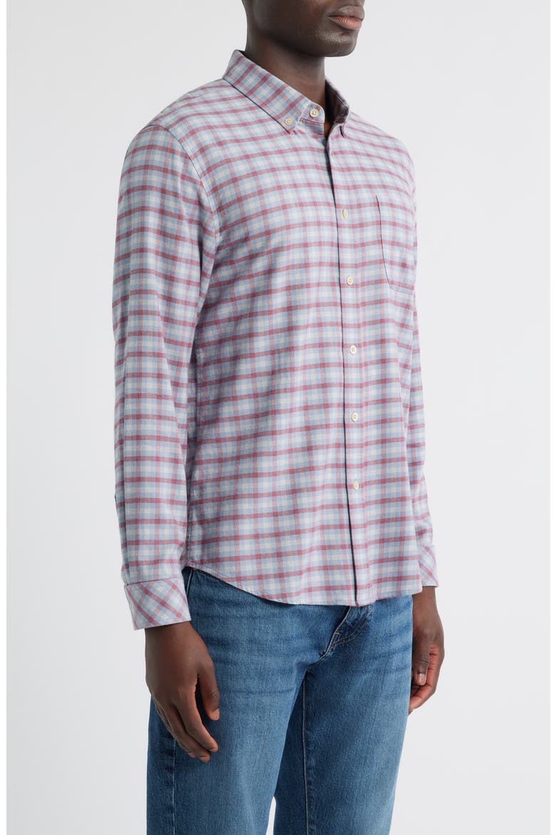 Vance Shadow Check Cotton Blend Button-Down Shirt, Alternate, color, BLUE RUBY CHECK