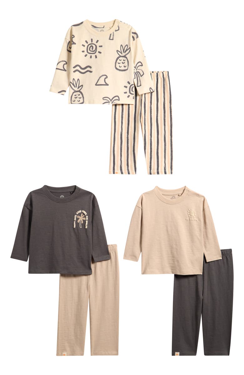 NEXT 6-Pack Assorted Long Sleeve T-Shirts & Pants Set, Main, color, Black