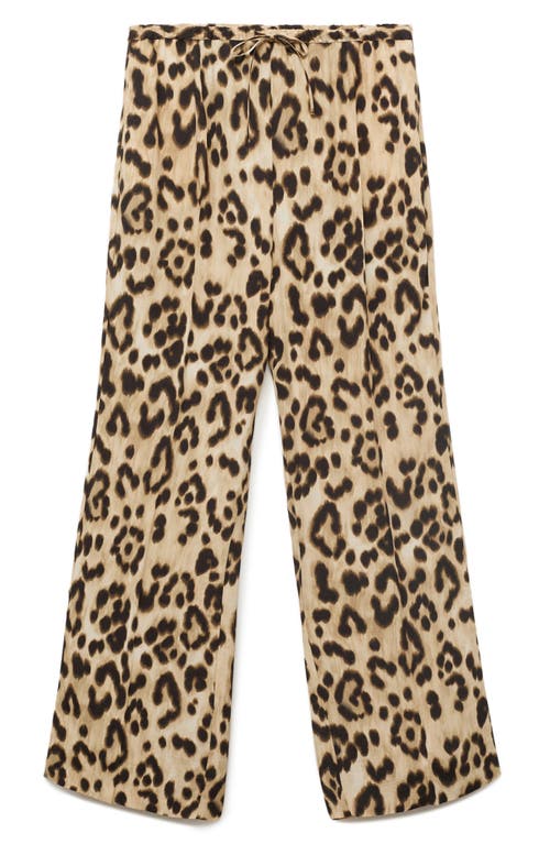 Mango Bernie Print Wide Leg Drawstring Pants In Multi
