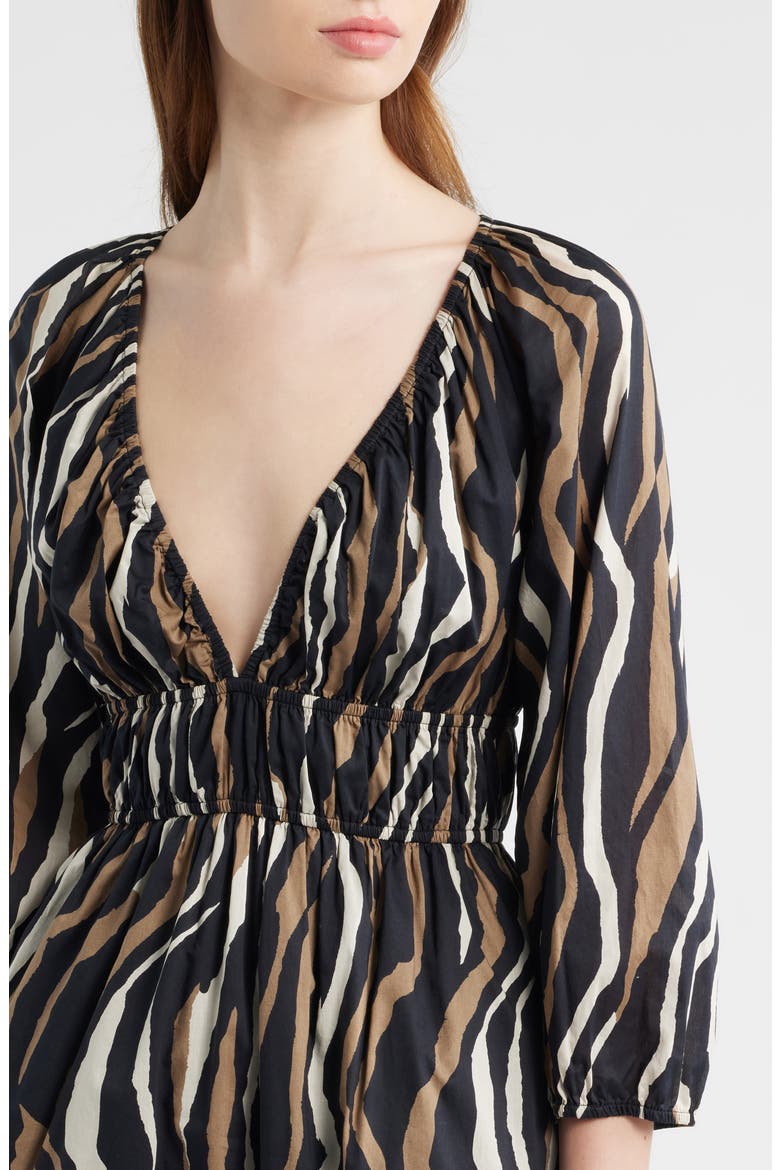 Paio Print Three-Quarter Sleeve Cotton Midi Dress, Alternate, color, CANYON STRIPE