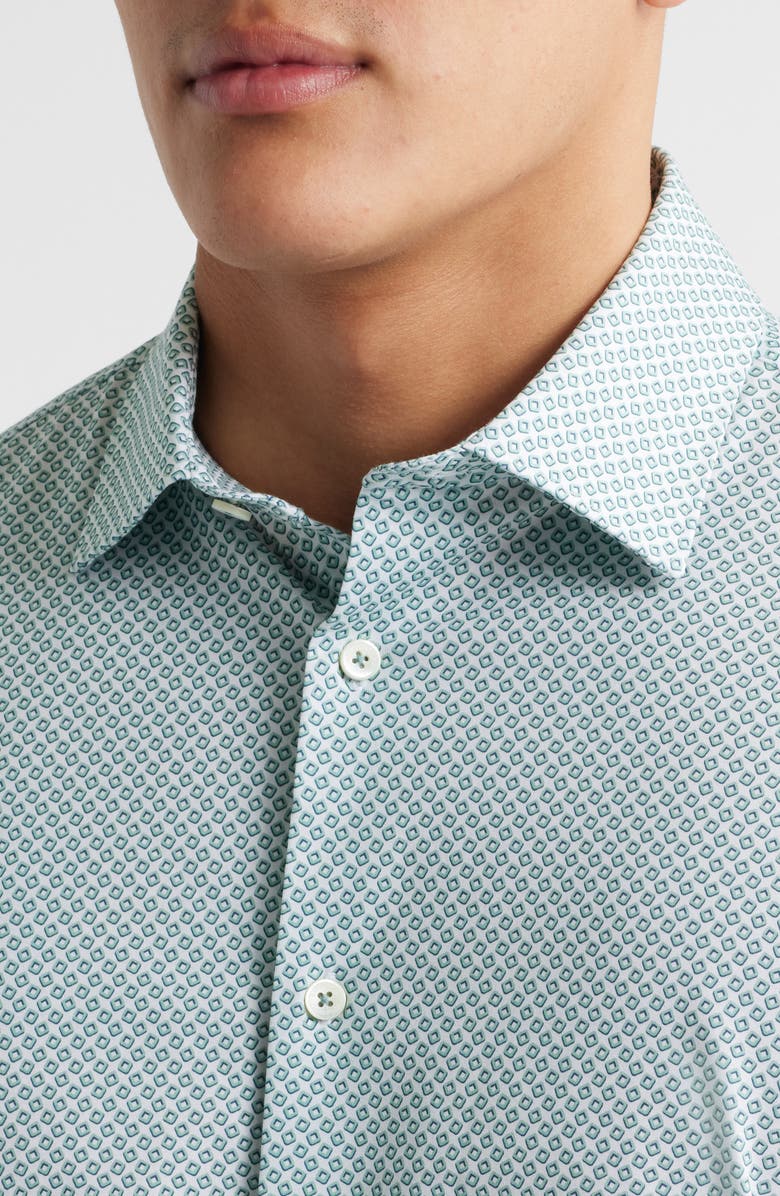 Bugatchi James OoohCotton<sup>®</sup> Geometric Print Button-Up Shirt, Alternate, color, Mint