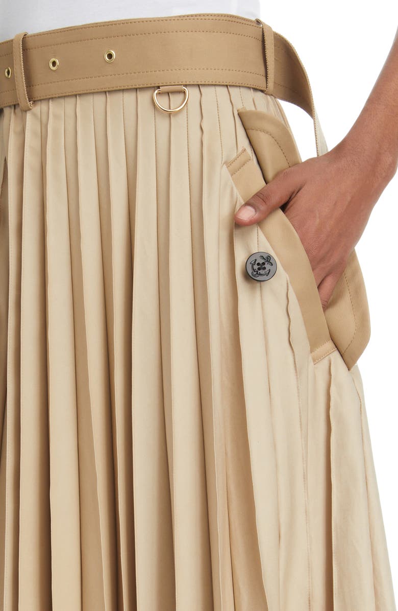 Sacai Pleated Gabardine Wrap Skirt, Alternate, color, 
