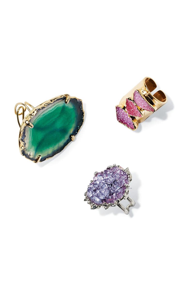 Nakamol Design Chalcedony Stone Ring, Alternate, color, GREEN AGATE/ GOLD