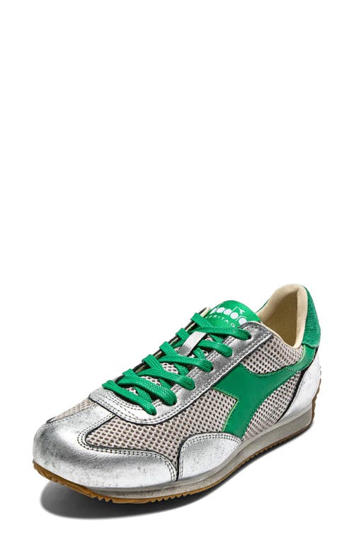 Diadora Equipe Stellar Sneaker In Silver Metal/green Peas Cream