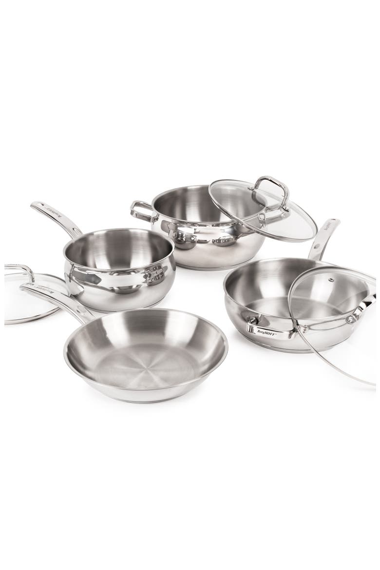 7 Piece Stainless Steel Belly Cookware Set, Alternate, color, SILVER