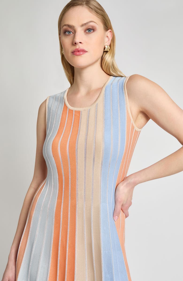 Misook Stripe Sleeveless Midi Dress, Alternate, color,