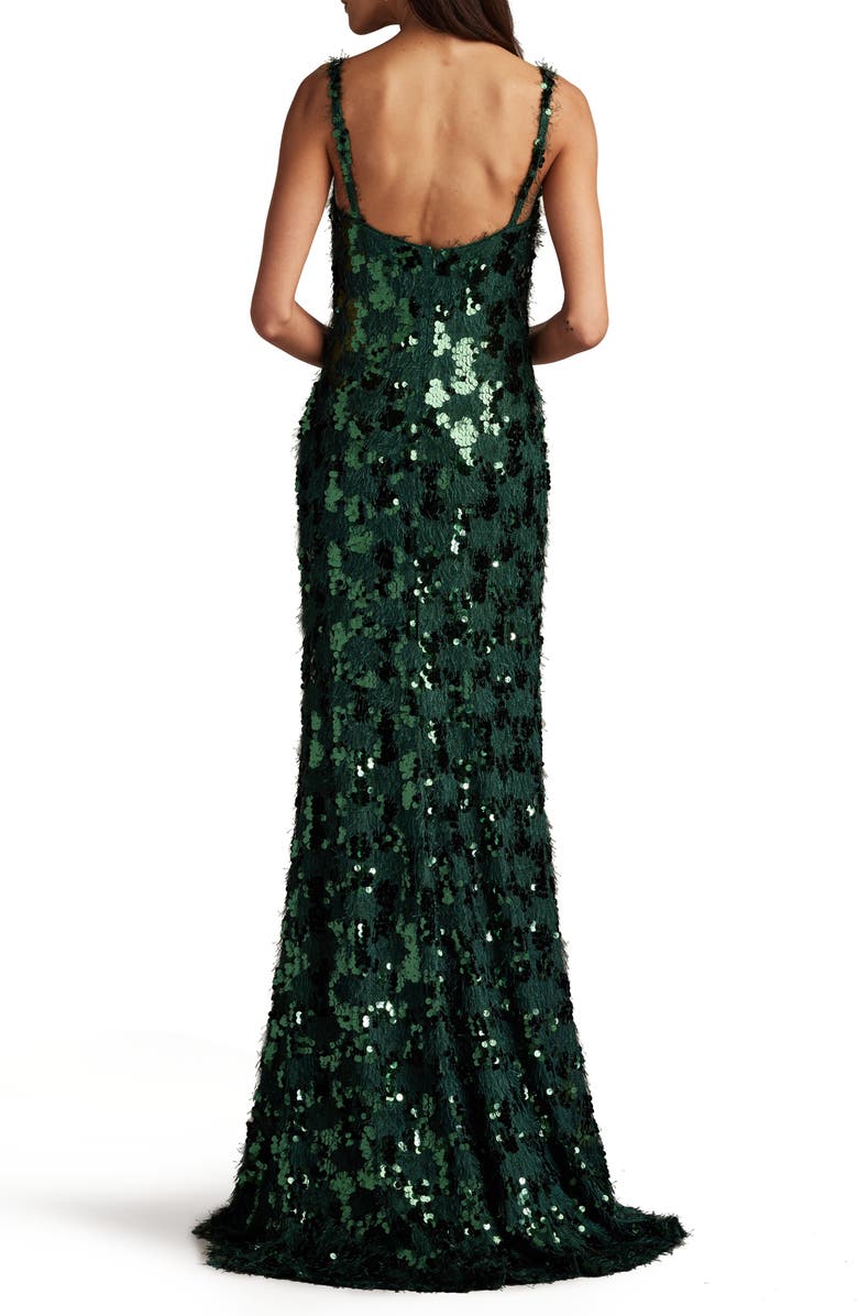 SHO by Tadashi Shoji Sequin & Fringe Gown, Alternate, color, Jungle Green