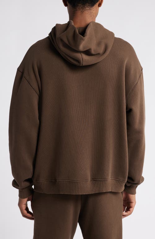 Elwood Core Oversize Organic Cotton Brushed Terry Hoodie In Brown