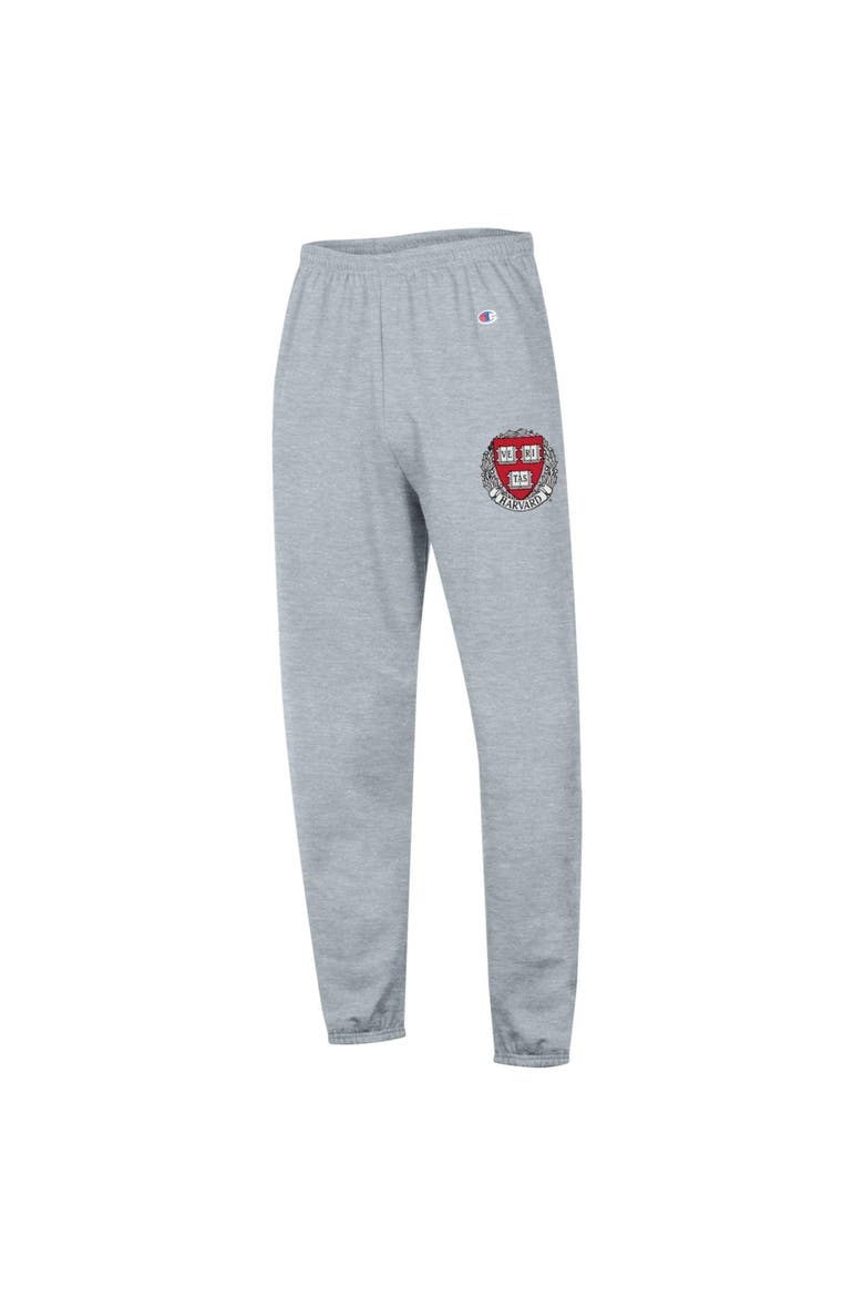 Men's Champion Heather Gray Harvard Crimson Powerblend Fleece Team Sweatpants, Main, color, Heather Gray