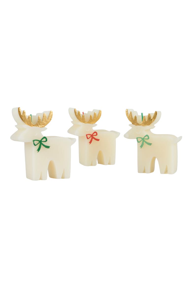 Reindeer with Bow 3-Piece Candle Set, Main, color, IVORY MULTI COLOR