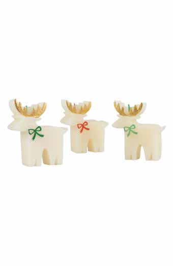 Reindeer with Bow 3-Piece Candle Set