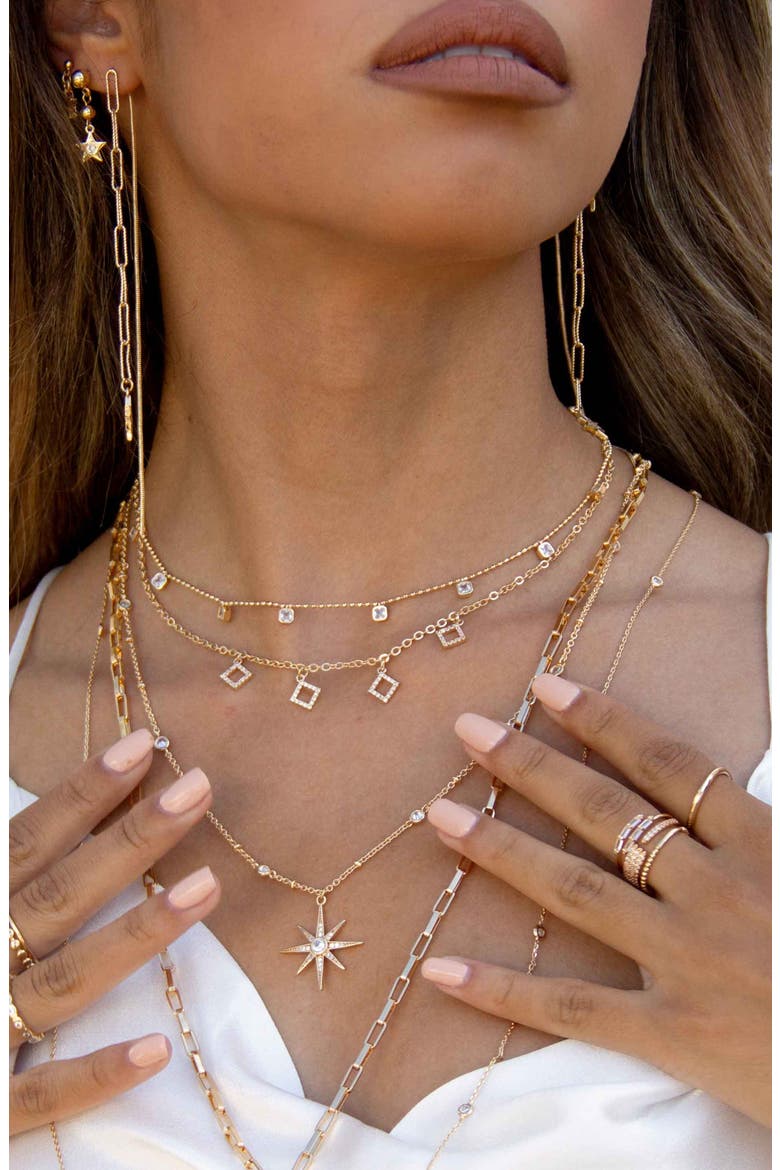 Crystal Star Necklace, Alternate, color, GOLD