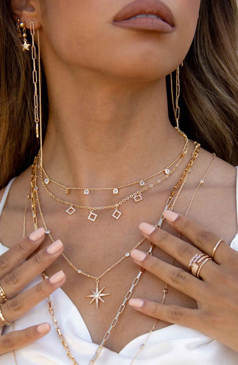 Ettika Crystal Star Necklace, Alternate, color, Gold