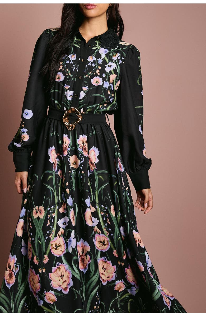 Coast Print Shirt Dress With Lace Trims, Alternate, color,