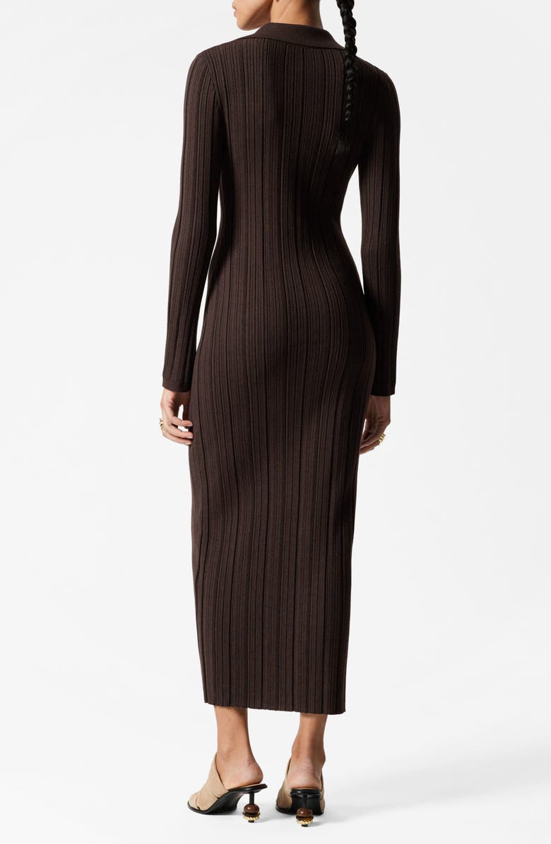 & Other Stories Long Sleeve Wool & Cotton Rib Dress, Alternate, color, Brown Dark