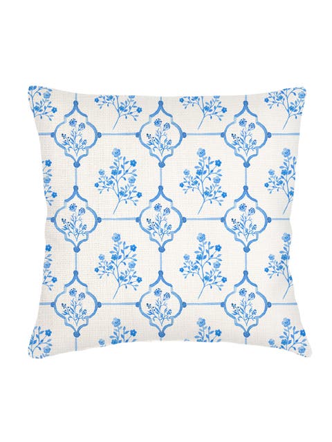 French Toile Linen Euro Pillow 26x26 with Down Insert