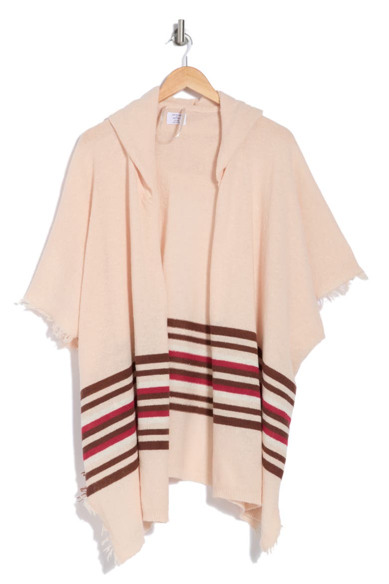 Stripe Hooded Ruana, Alternate, color, TAN COMBO