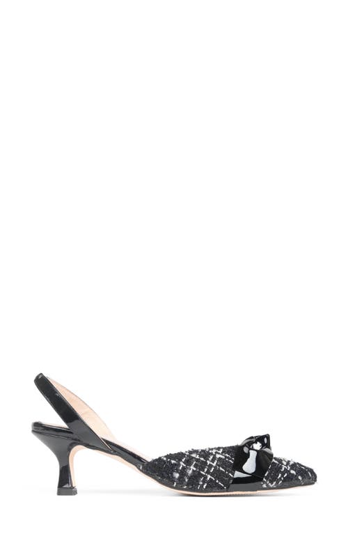 Patricia Green Paris Bow Slingback Pointed Toe Kitten Heel Pump In Black