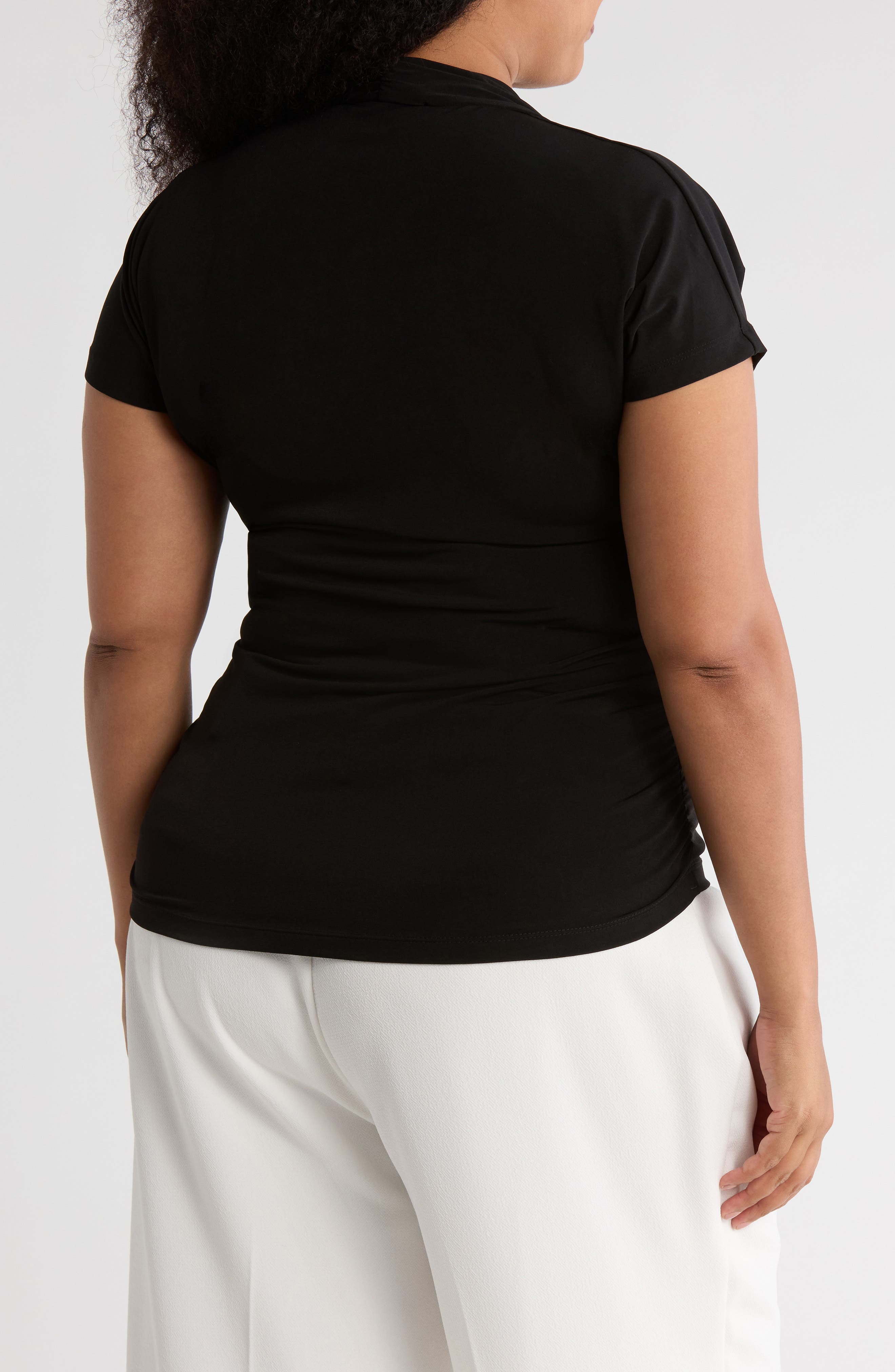 V-Neck Short Sleeve Ruched Top - image 2