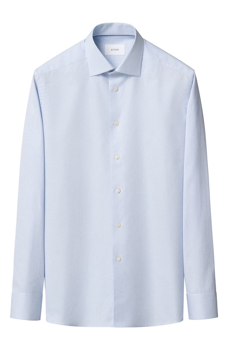 Eton Slim Fit Signature Twill Houndstooth Button-Up Shirt, Alternate, color, Light Blue