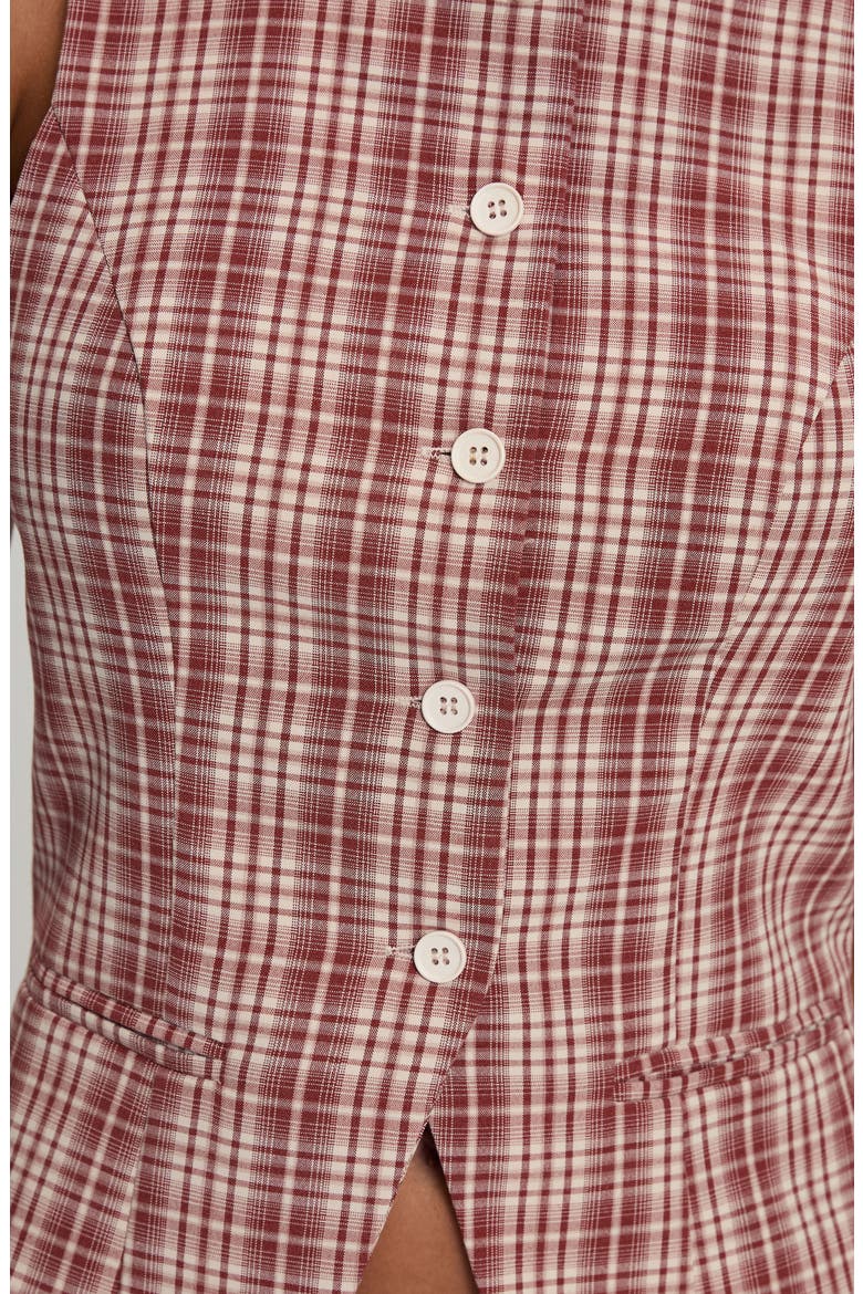Theodosia Check Cutaway Vest, Alternate, color, RED CHECK