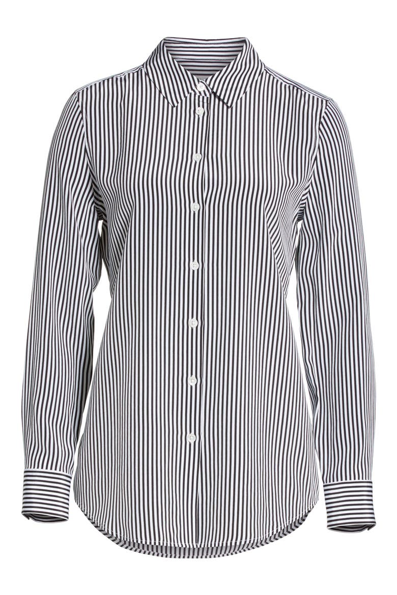 Essential Stripe Silk Shirt, Alternate, color, BRI WHT-TB