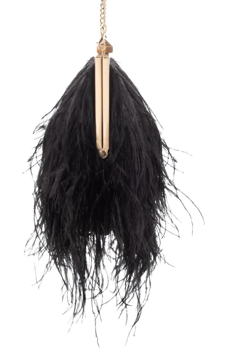 Olga Berg Ostrich Feather Embellished Clutch, Alternate, color,