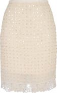 Modenaire Embellished Sequin Lace Hem Mini Skirt