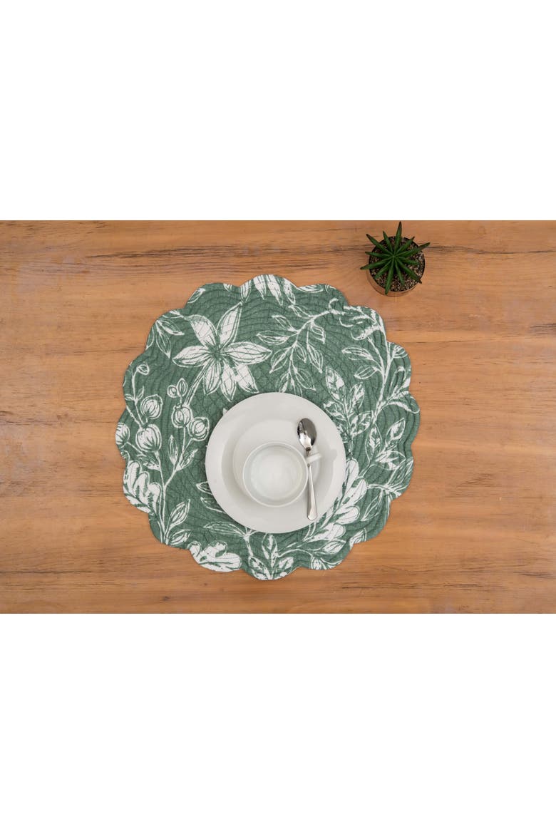 Everview Sage Machine Wash Round Set of 6 Placemats 17", Alternate, color, Green