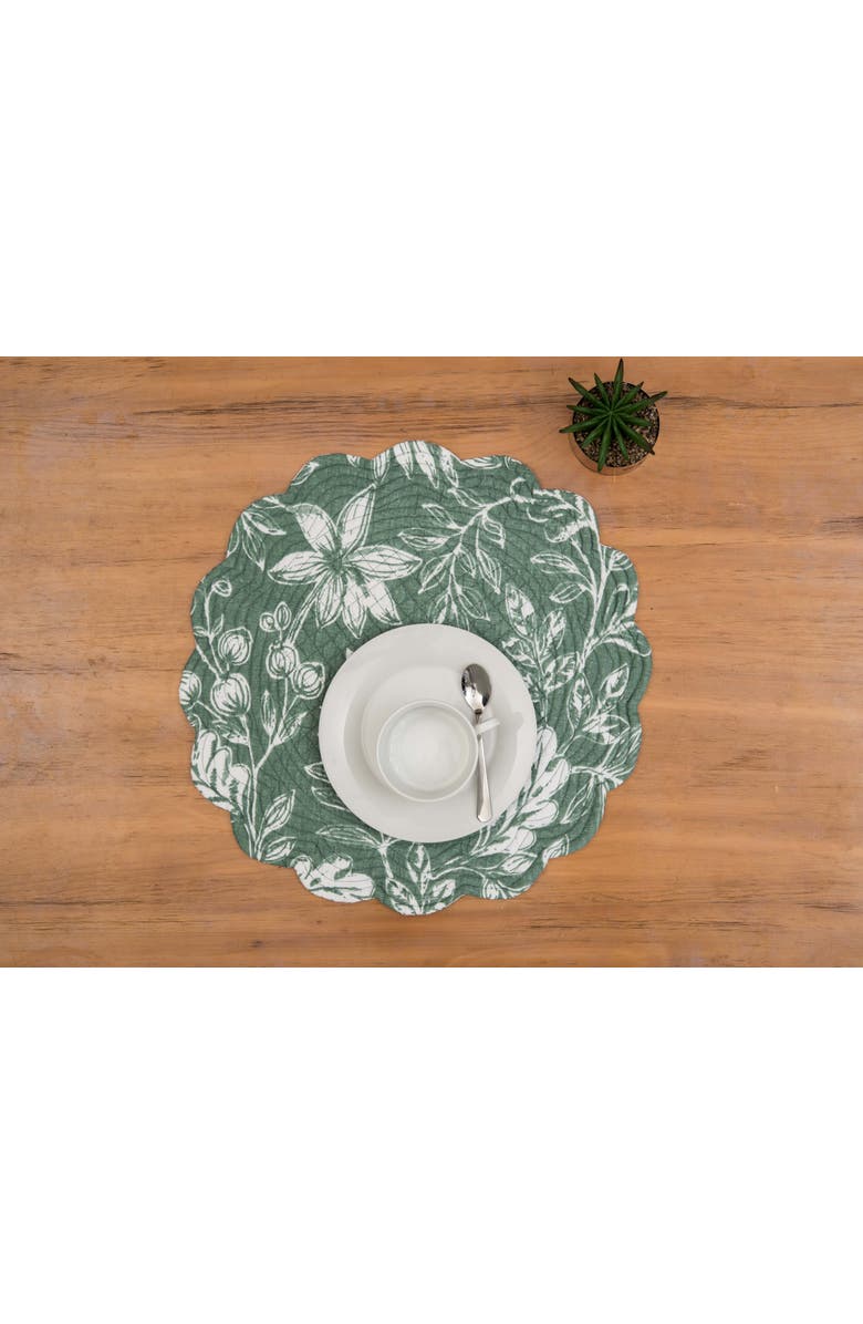 C&F Home Everview Sage Machine Wash Round Set of 6 Placemats 17", Alternate, color, Green