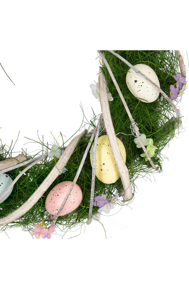 Northlight Speckled Eggs and Spring Flowers Small Artificial Easter Wreath - 15", Alternate, color, Green