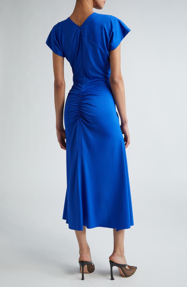 Victoria Beckham Asymmetric Hem Ruched Jersey Midi Dress, Alternate, color, 