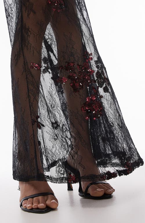 TOPSHOP TOPSHOP SEQUIN EMBELLISHED SHEER LACE MAXI SKIRT