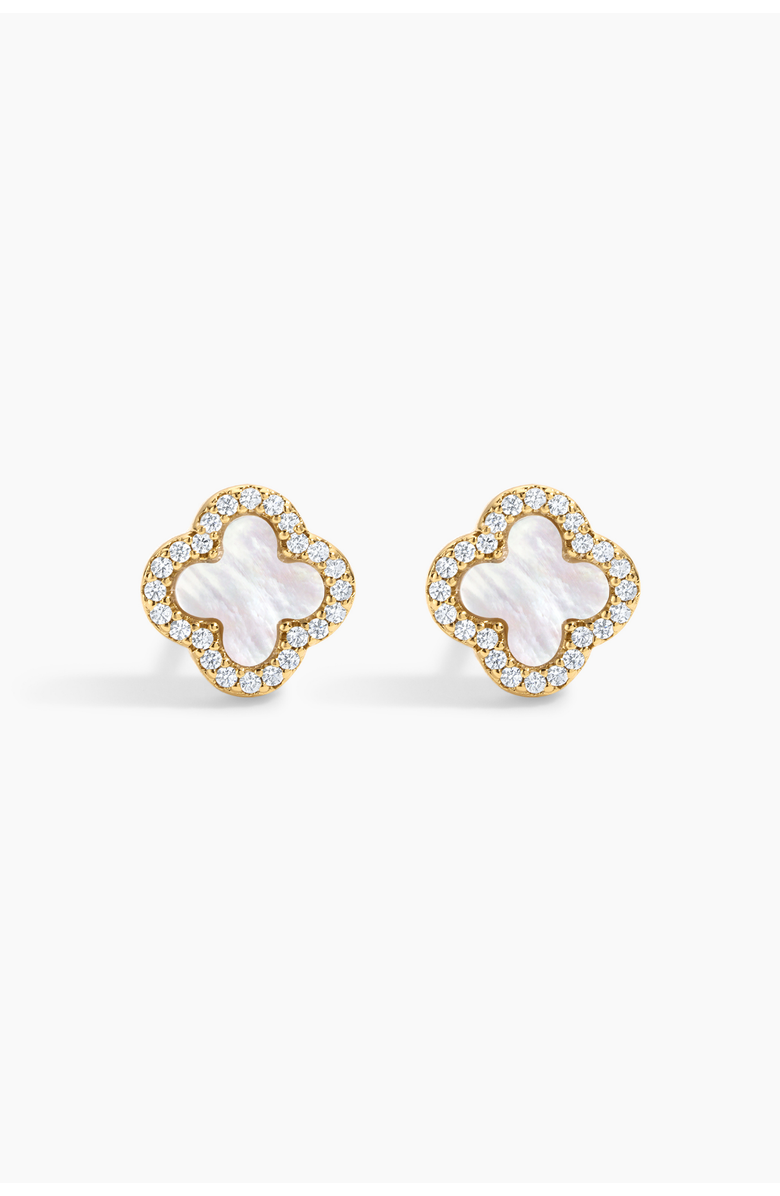 Electric Picks White Icon Clover Studs, Main, color, White